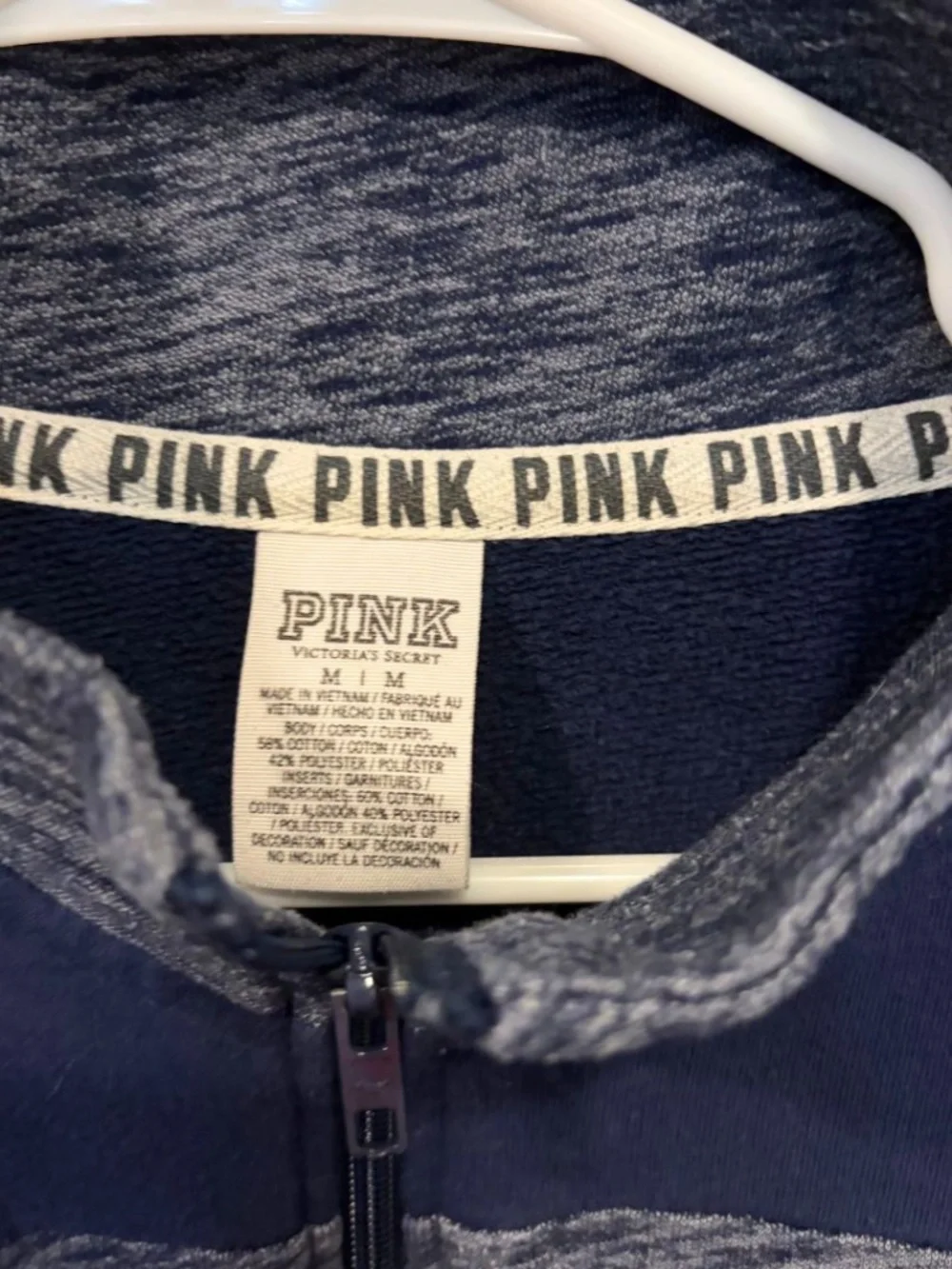 Victoria's Secret PINK Marled Blue Quarter Zip Pullover
